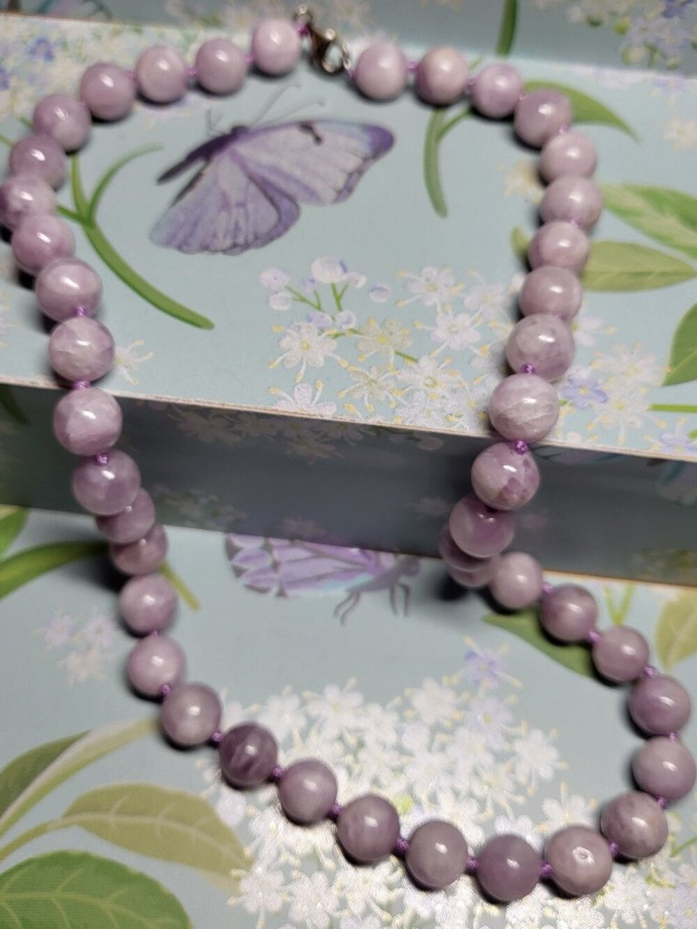 Natural Lavender Kunzite Beaded Statement Necklace